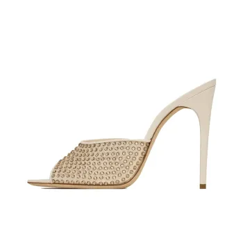 SAINT LAURENT Crystal-embellished 120mm Leather Mules