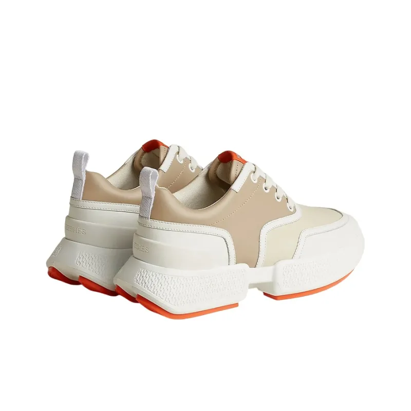 HERMES Giga Low Top Sports Casual Shoes Women's Beige Brown-3