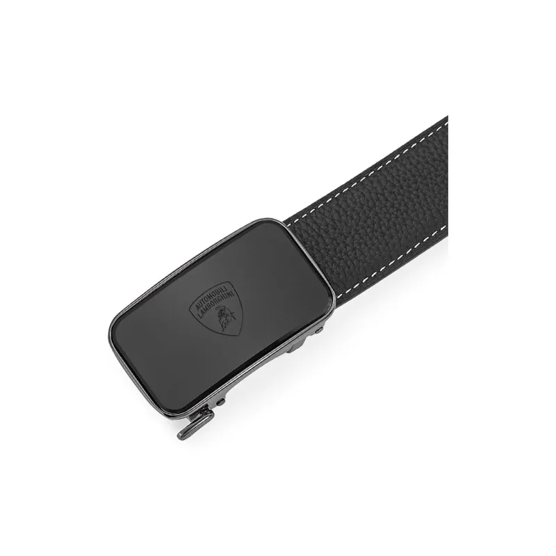 Automobili Lamborghini Cow Leather Belts Men's Black Width 3.4cm-5