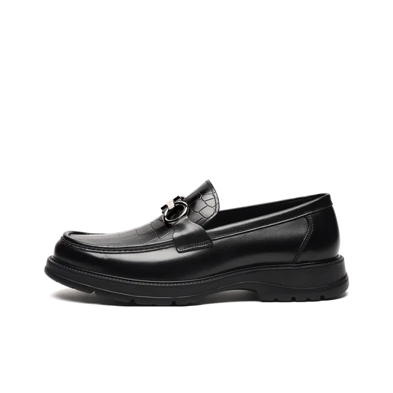 CHARRIOL Metal Accented Slip on Business Commute Dress Shoes For Men's Black-0