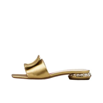 Roger Vivier Strass Heel Stylish Sandals Women's Gold
