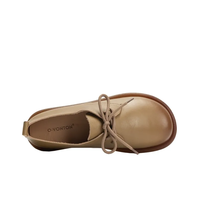 Q.VONTON Women's Casual Shoes Women's Low Top Ecru/Khaki-5