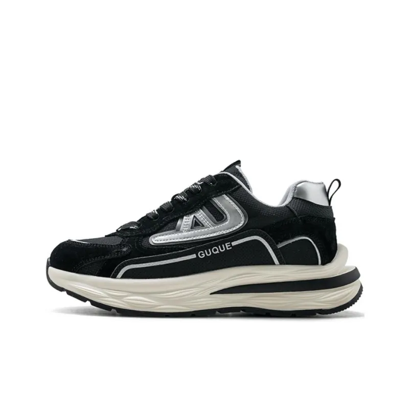 Ancient Finches Cushioning Support Low Top Chunky Sneakers Unisex Black Gray-0