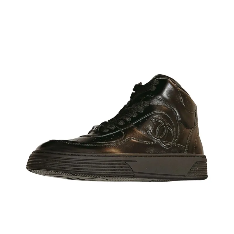 CHANEL Cushioning Impact Resistance High-Top Skateboard Shoes Women's Black-0