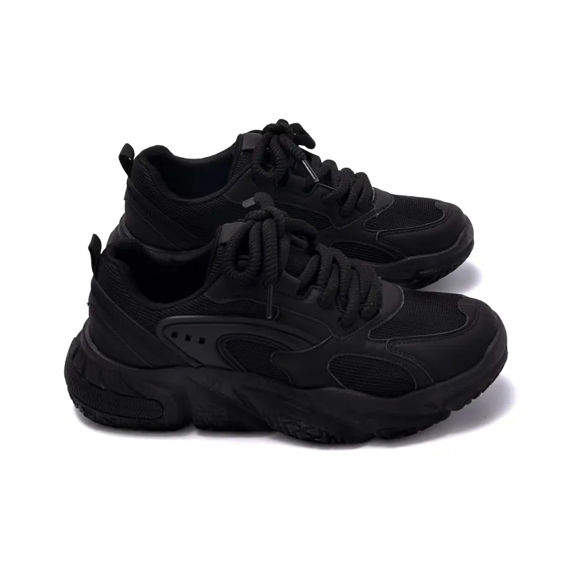 HUANQIU Durable Breathable Low Top Casual Running Shoes Men's Black-4