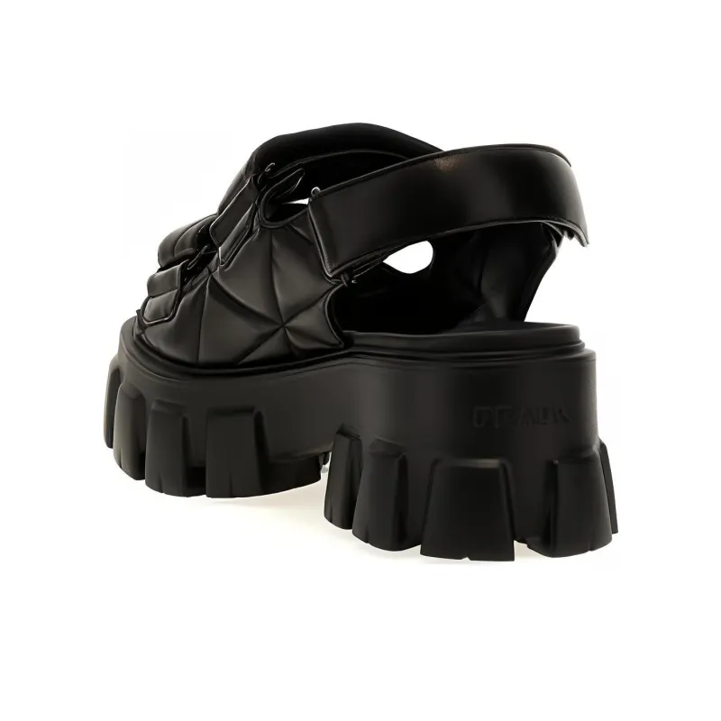 PRADA Triangle-logo Quilted Leather Sandals-3