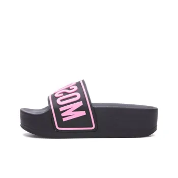 MOSCHINO Rubber Sole Slide Slippers Women's Black Pink