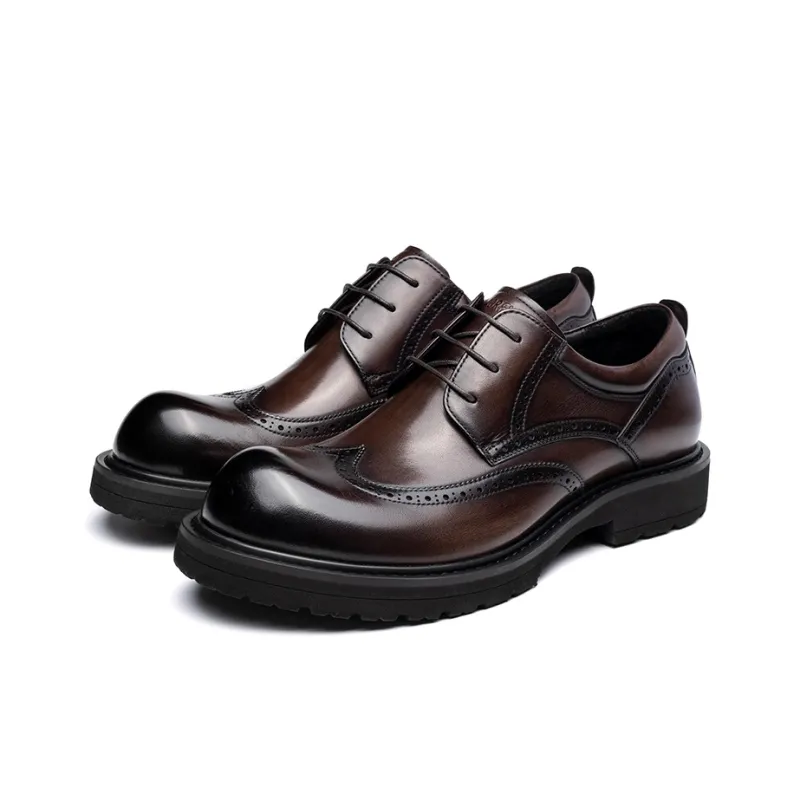 LAORENTOU Men's Casual Shoes Men Low Top Black/Dark Coffee-7