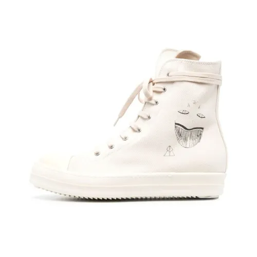 Rick Owens DRKSHDW Canvas Shoes Men High-Top White