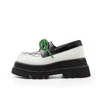 It's Toasted Lucky Breakfast Plants Of The World Platform Shoes Women's Black White Checkerboard