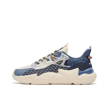 Erke Tidal Wave Anti Slip And Wear Resistant Lightweight Low Top Sports Casual Shoes Men's White Blue