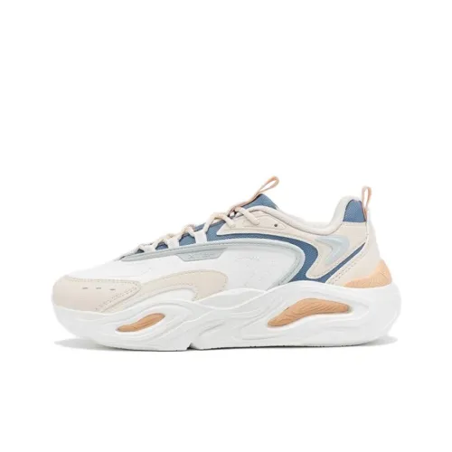 XTEP Mibian Anti Slip Wear Resistant Low Top Sports Casual Shoes Women's White Brown Blue
