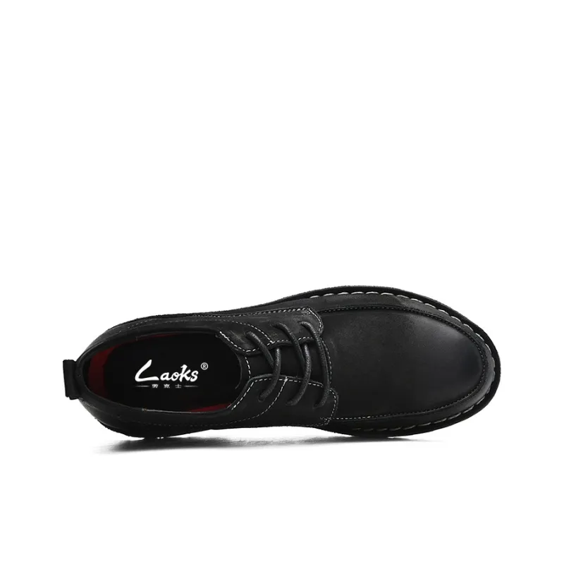Laoks Men's Casual Shoes Men Low Top Brown/Black-7