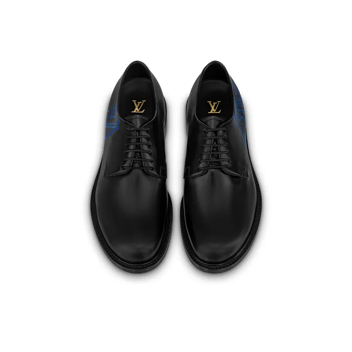 LOUIS VUITTON Voltaire Derby Shoes Casual Shoes Men's Black Blue-3