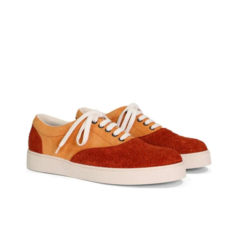 Bottega Veneta Low Top Skateboard Shoes Men's Red Orange-1