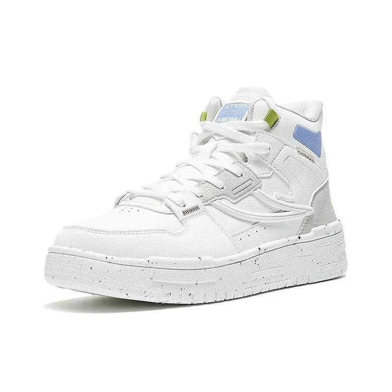 XTEP Off White High Top Skateboard Shoes Women's Tea White-1