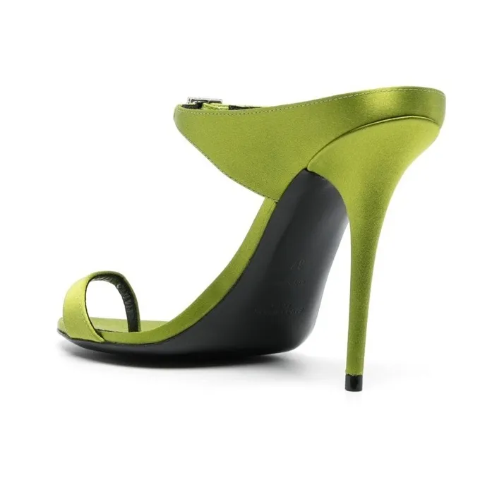 SAINT LAURENT Dive Buckle-embellished Satin Sandals-3