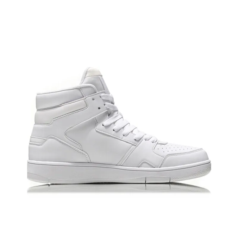 LiNing Non slip Lightweight High Top Skateboard Shoes Men's White-1