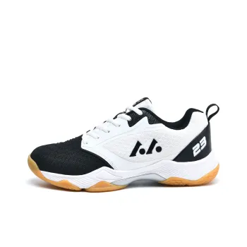 LEFUS Low Top Badminton Shoes Unisex White Black