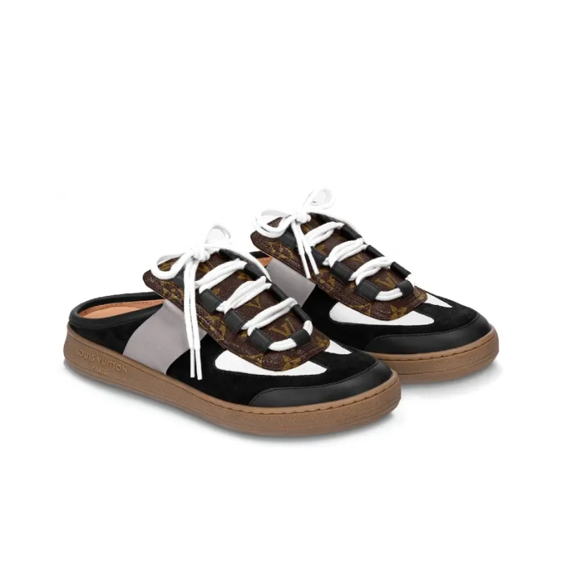 LOUIS VUITTON Lous Odor Resistant Slide Slippers Women's Black Gray Brown-2