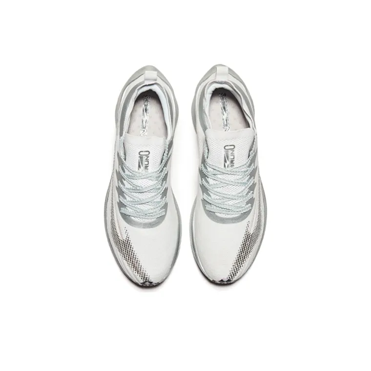 Erke Cushioning Anti Slip And Wear Resistant Rebound Low Top Running Shoes Men's White Silver-1