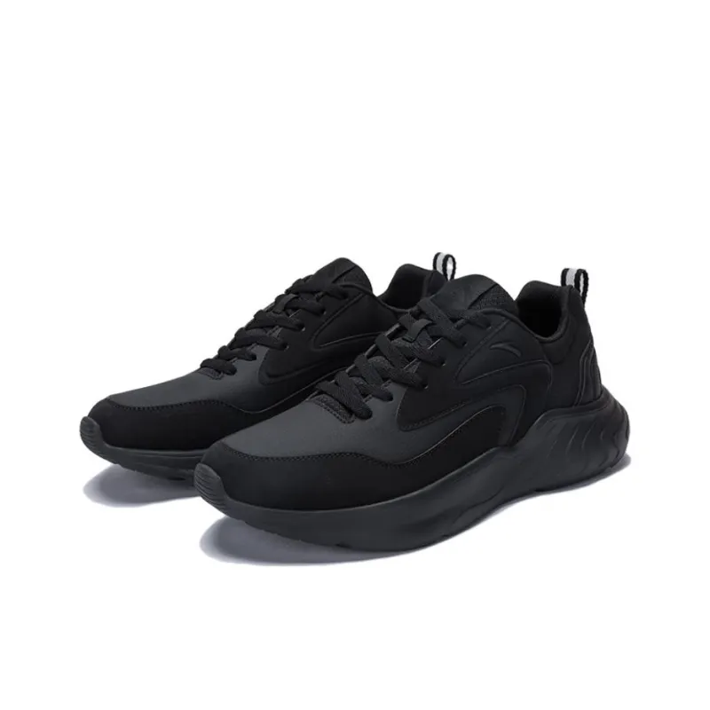 Anta Cushioning Wear Resistant Low Top Casual Shoes Men's Black-1