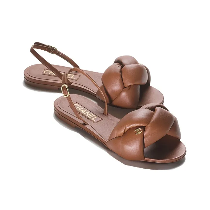 CHANEL Strap Sandals Women's Brown-1