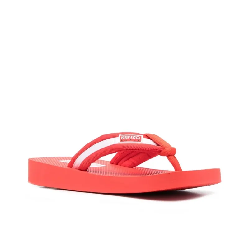 KENZO Logo patch Striped Flip Flops-2