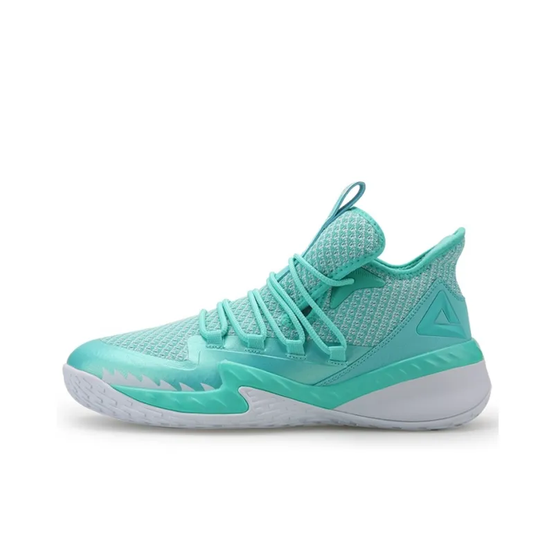 PEAK Anti Slip Wear Resistant Mid Top Performance Basketball Shoes Men's Tiffany Green-0