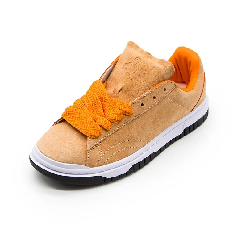 Shionpo Slip Resistant Cushioning Wear Resistant Breathable Low Top Skateboard Shoes Unisex Orange-2