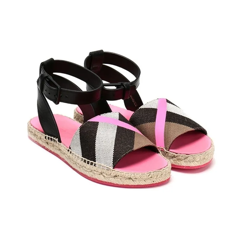 Burberry Stylish Sandals Women's Black Pink White-1