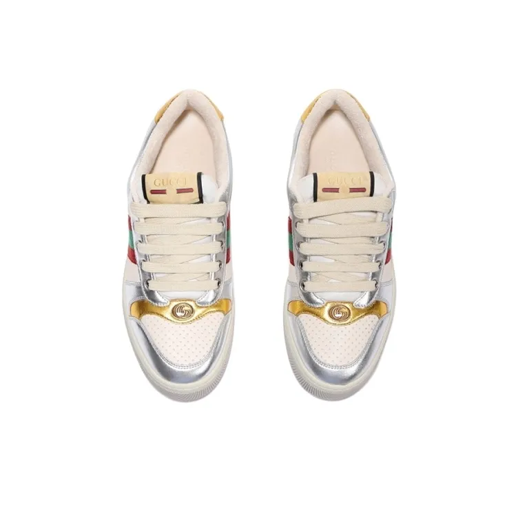 GUCCI Screener Dusty Shoes Low Top Skateboard Shoes Women's Silver-4