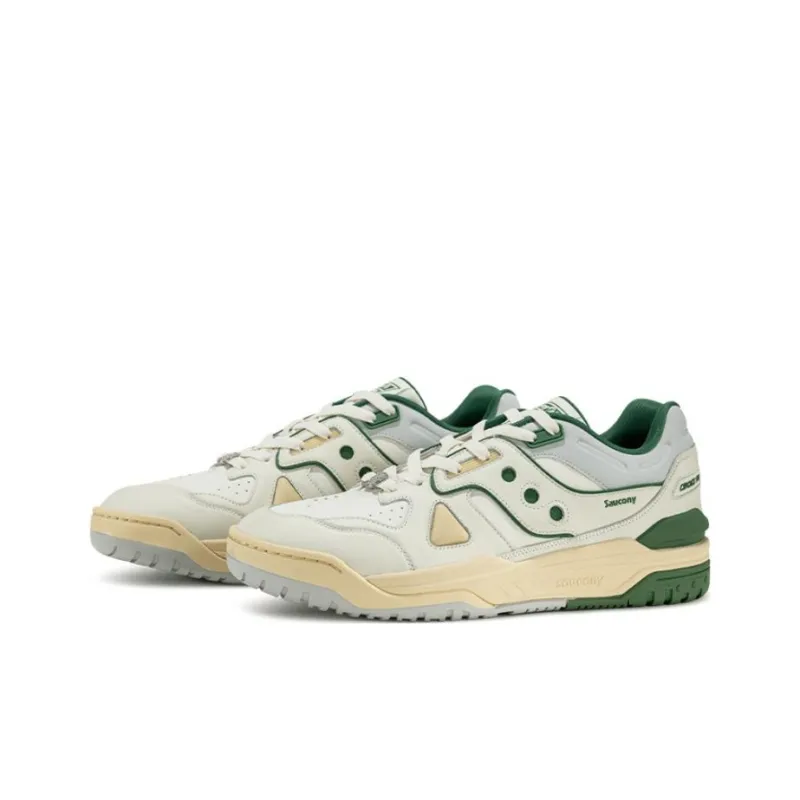 Saucony Cross 90 Anti Slip Wear Resistant Low Top Skateboard Shoes Unisex White Green-2