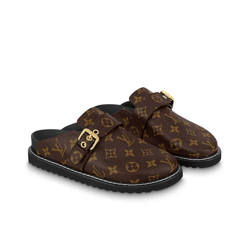 LOUIS VUITTON Closed Toe Slippers Women's Brown-2