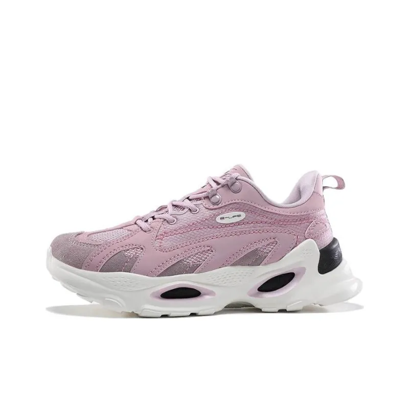 PEAK Taichi 101 Anti Slip Wear Resistant Low Top Chunky Sneakers Women's Gray Pinkish-0