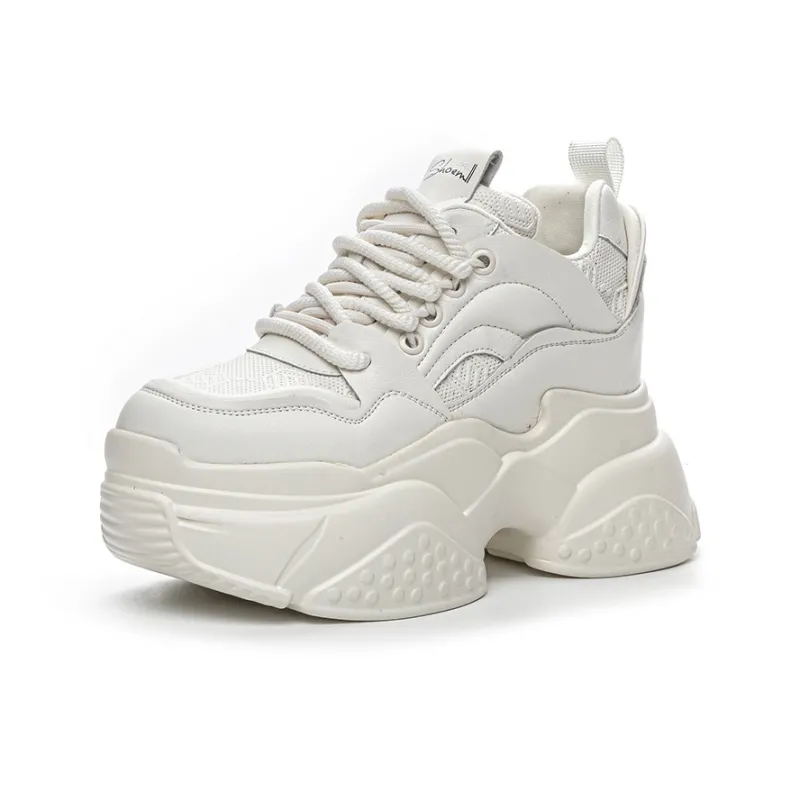 Shangjinni Lightweight Height Increasing Mid-Top Chunky Sneakers Women's-6