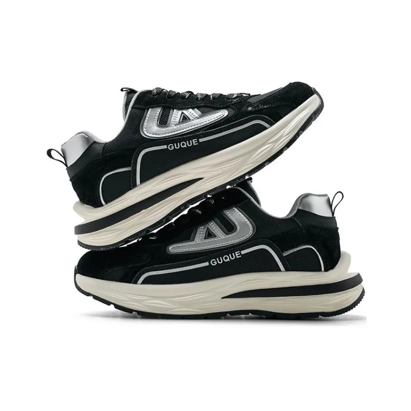 Ancient Finches Cushioning Support Low Top Chunky Sneakers Unisex Black Gray-2