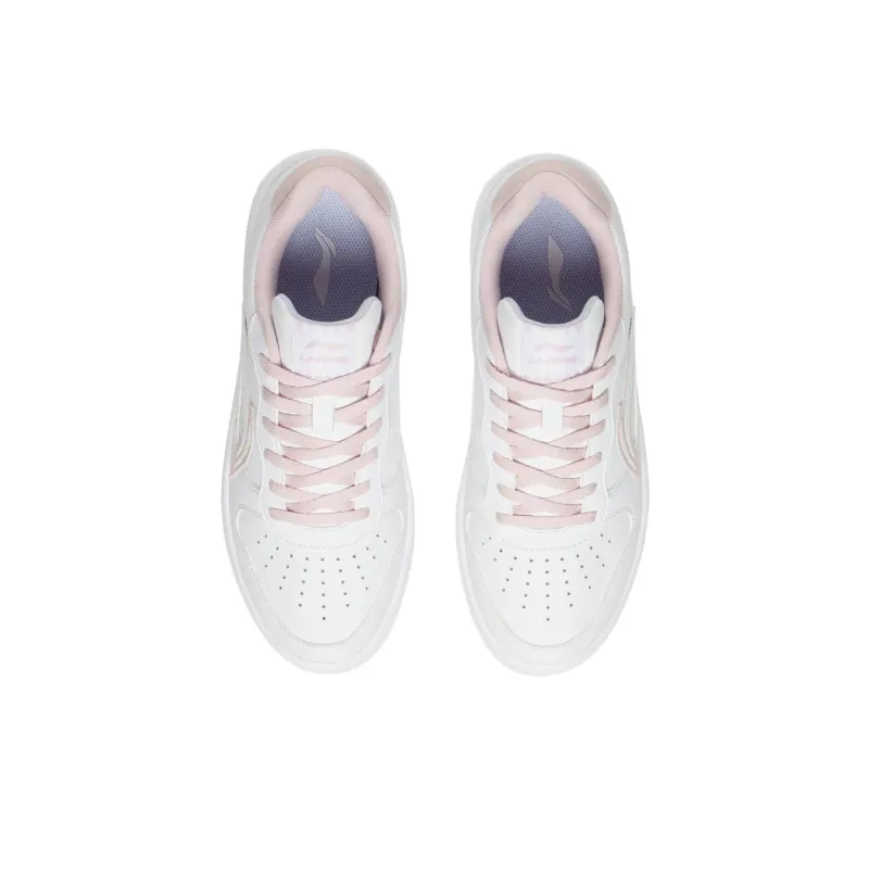 LiNing Pontoons Slip Resistant, Abrasion Resistant, Lightweight, Breathable Low Top Skateboard Shoes Women's White Pink-3