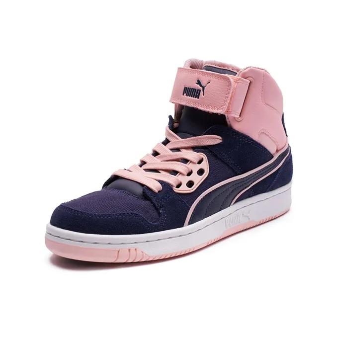 PUMA Rebound Street Skateboard Shoes Women's High-Top Purple/Pink-1