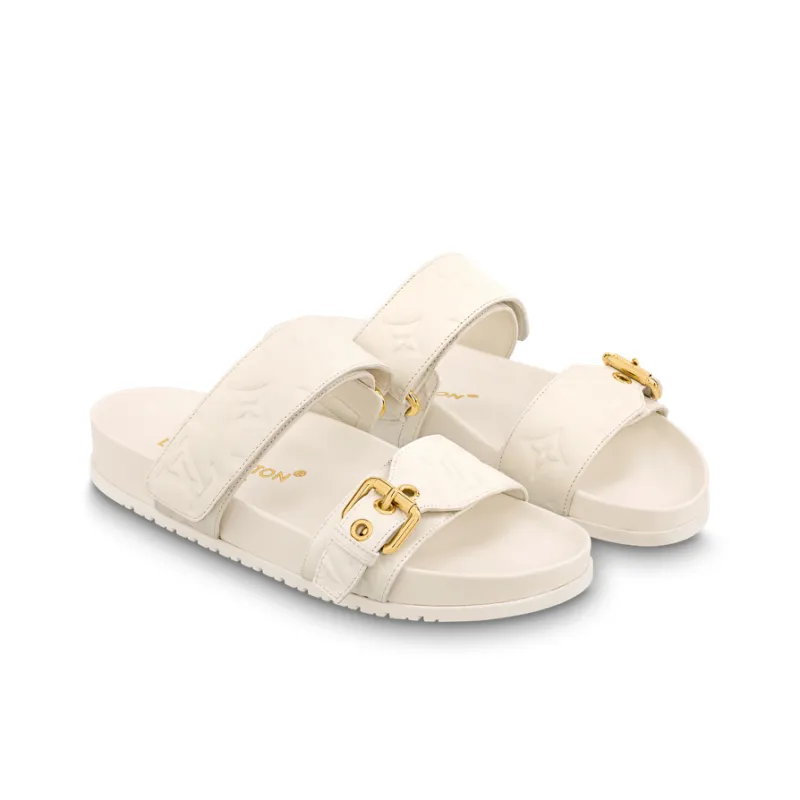 LOUIS VUITTON Bom Dia Slide Slippers Women's White-2