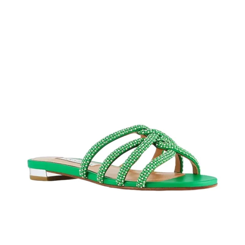 AQUAZZURA Crystal-embellished Flat Mules-1
