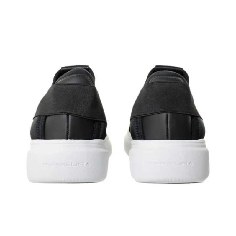 FESSURA Low-Top Skateboard Shoes Unisex Black White-3