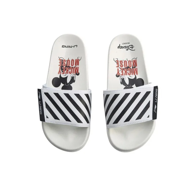 Disney x LiNing Quiet Slide Slippers Women's White Black-4