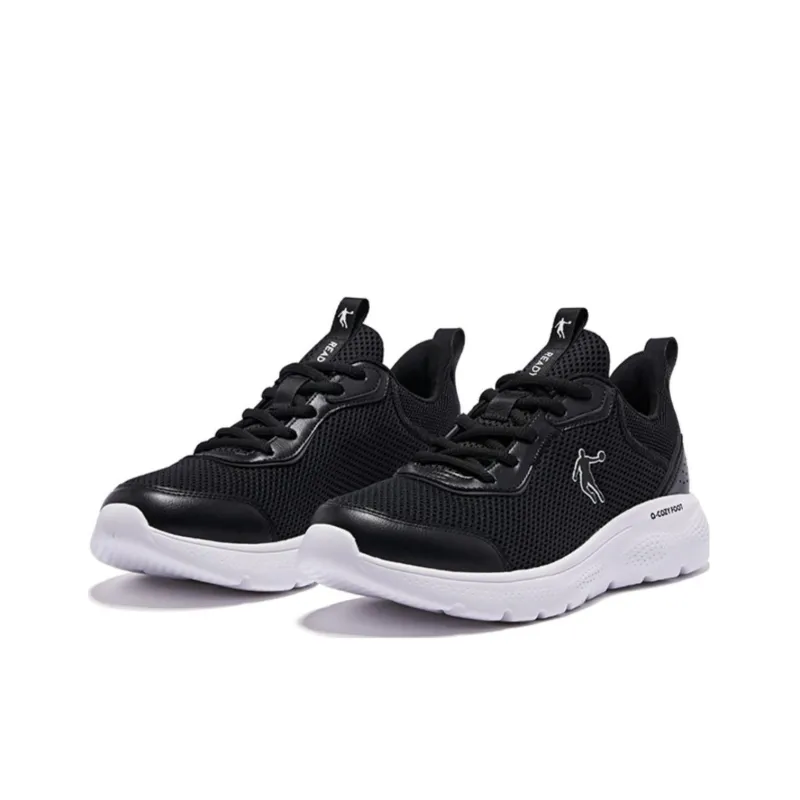 QIAODAN Slip Resistant, Abrasion Resistant, Breathable Low Top Running Shoes Men's Black White-2