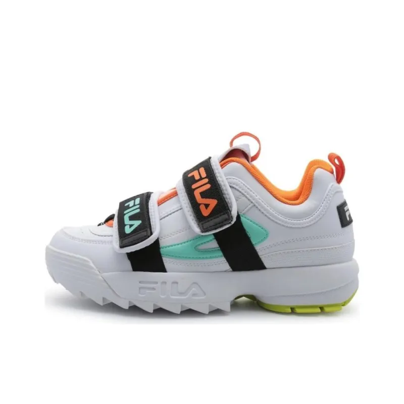 FILA Anti-Slip And Wear-Resistant Height Increasing Low-Top Casual Shoes Women's White Black Orange-0