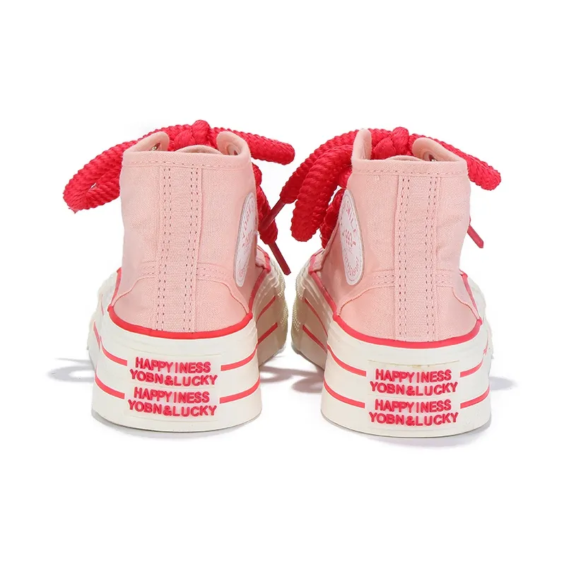 Yobn Non slip Lightweight High Top Canvas Shoes Women's Pink-6