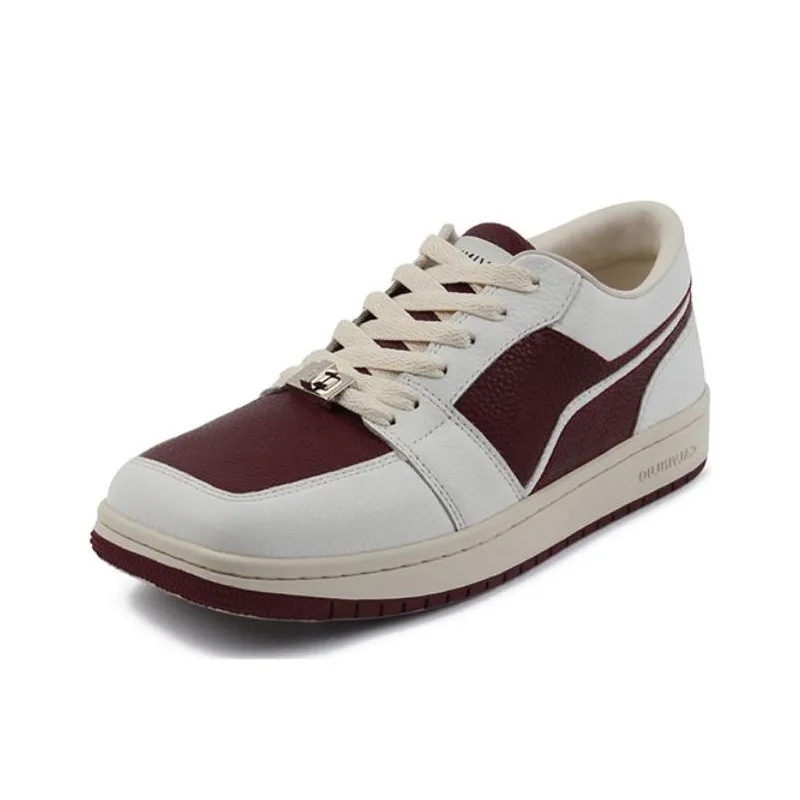 CALVINLUO Low Top Stylish Skateboarding Shoes Unisex Burgundy-1