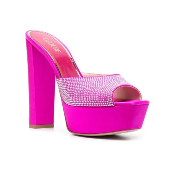 Gedebe 140mm Crystal-embellished Platform Mules-2