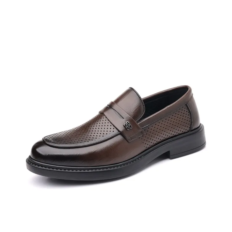 Shanpijiang Men's Casual Shoes Men Low Top Black/Tea Brown-5