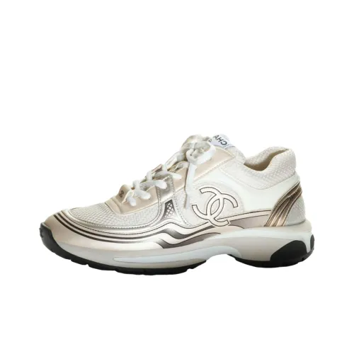 CHANEL Casual Shoes Men Low-Top White Silver